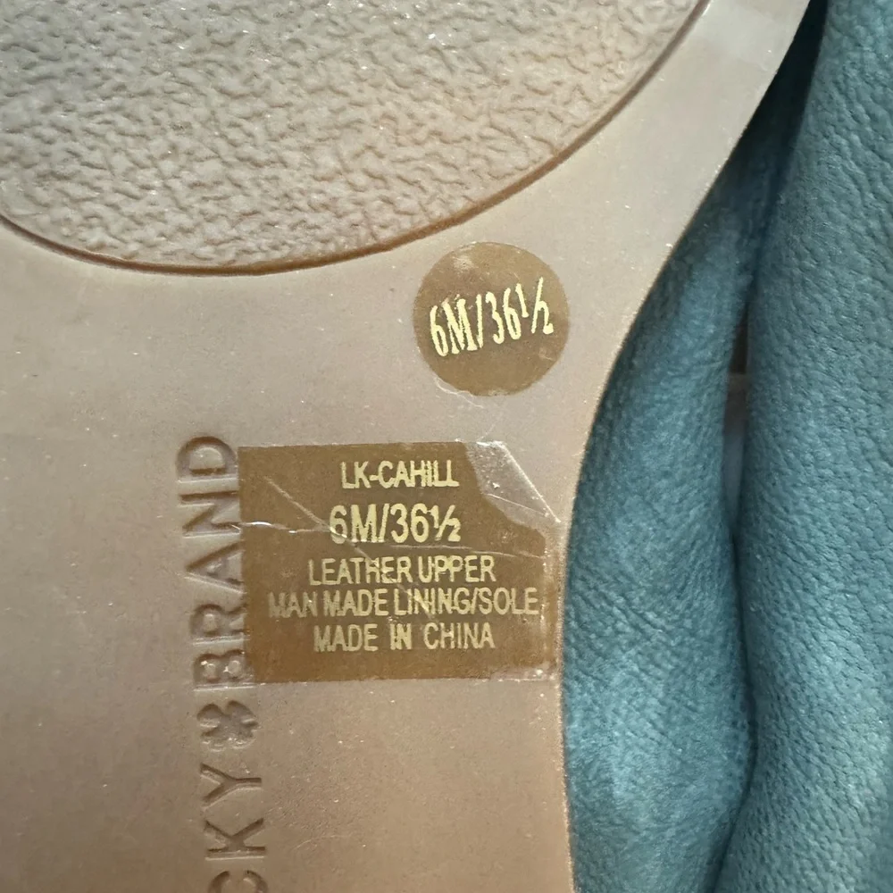 Lucky Brand Cahill Leather Loafer Flats – Green Grey
